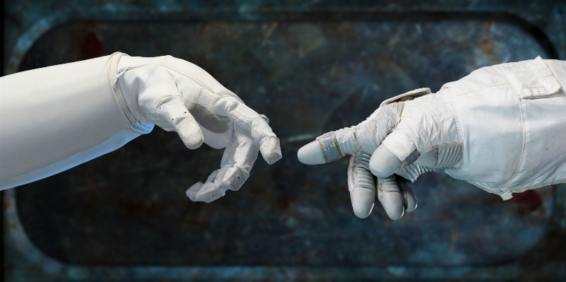 Hand technology white statue Photo