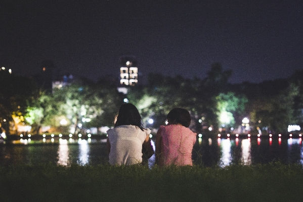 People night lake building Photo