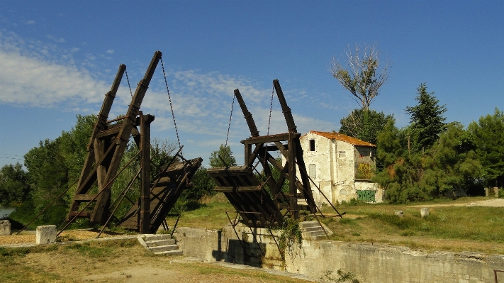 Bridge windmill building france Photo