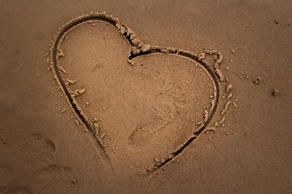 Hand beach sand footprint