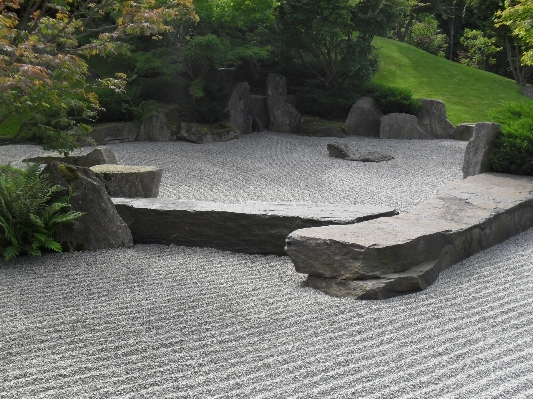 Wall stone walkway backyard Photo