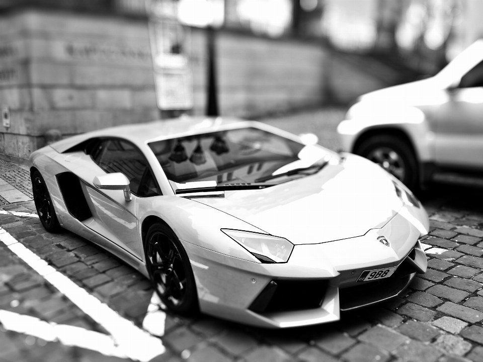 Bokeh
 noir et blanc
 voiture roue