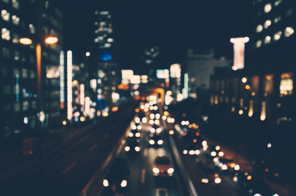 Light bokeh skyline traffic