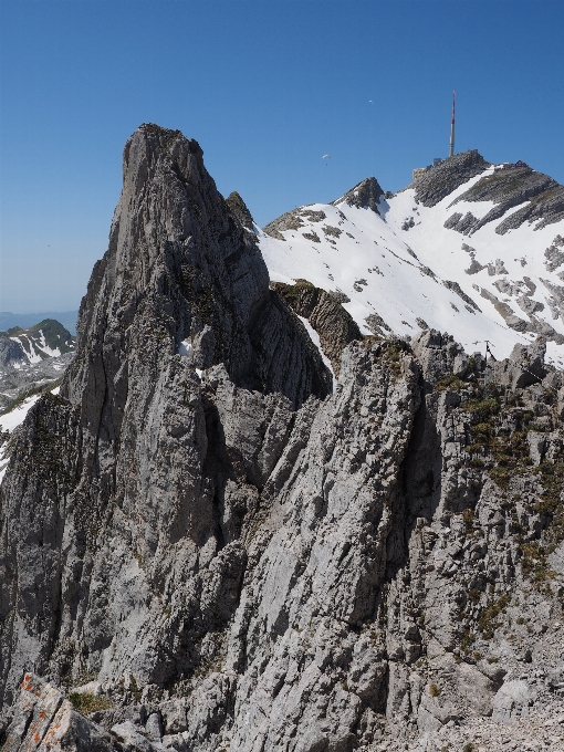 Rock walking mountain snow