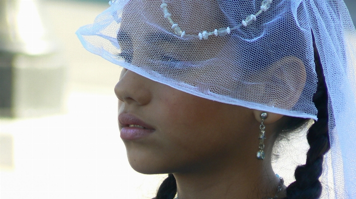 Girl child hat blue Photo