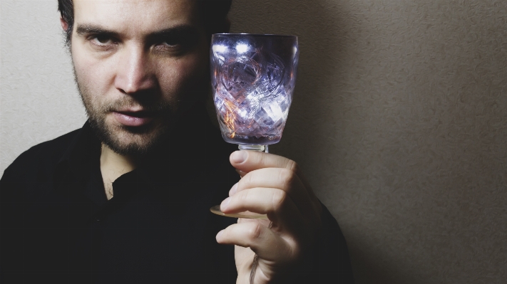 Hand man wine glass Photo