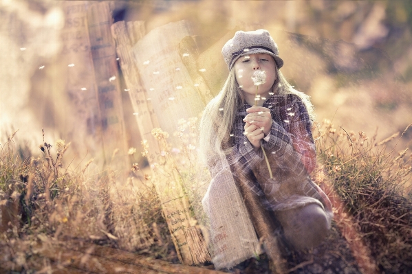 Person people girl dandelion Photo