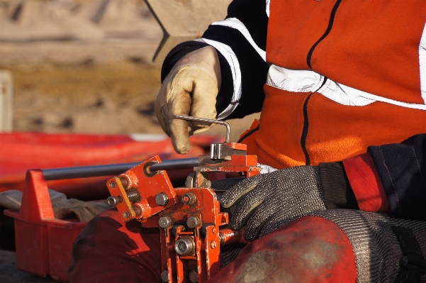 Work hand dawn orange Photo