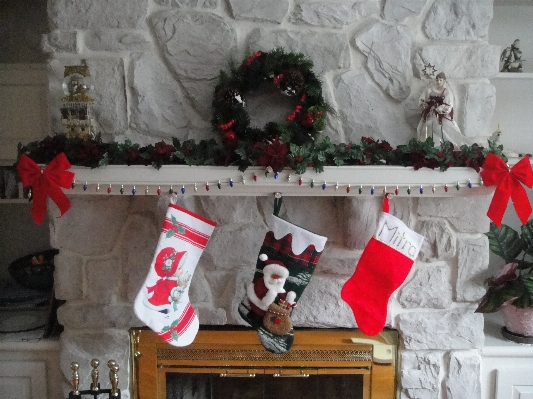 Interior holiday fireplace christmas Photo