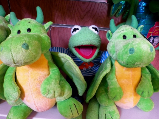 Green frog toy material Photo