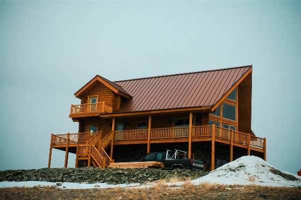 Winter architecture wood house Photo