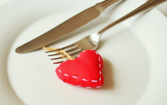 Cutlery white love heart Photo