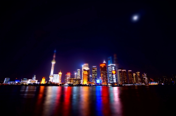 Bokeh skyline night city Photo