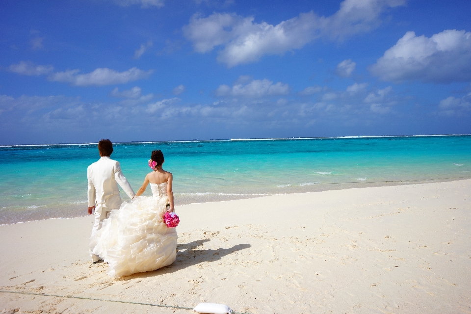 Mann strand landschaft meer