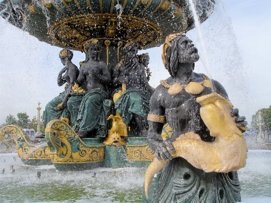 Foto água arquitetura paris estátua