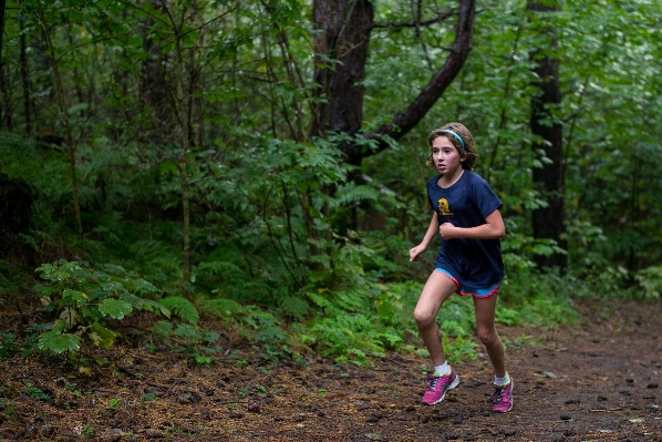 Forest person trail running Photo