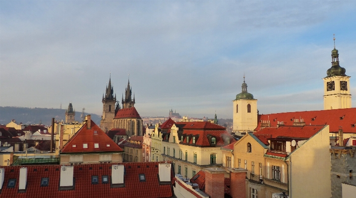 Winter morning town building Photo