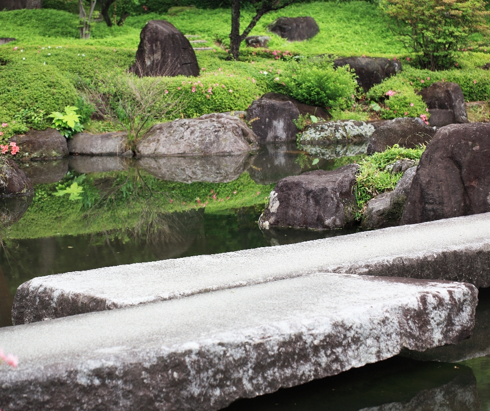 Rock wand panorama teich