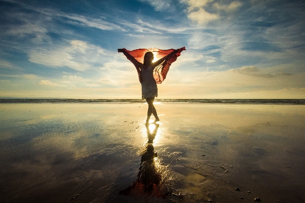 Hand beach sea sand Photo