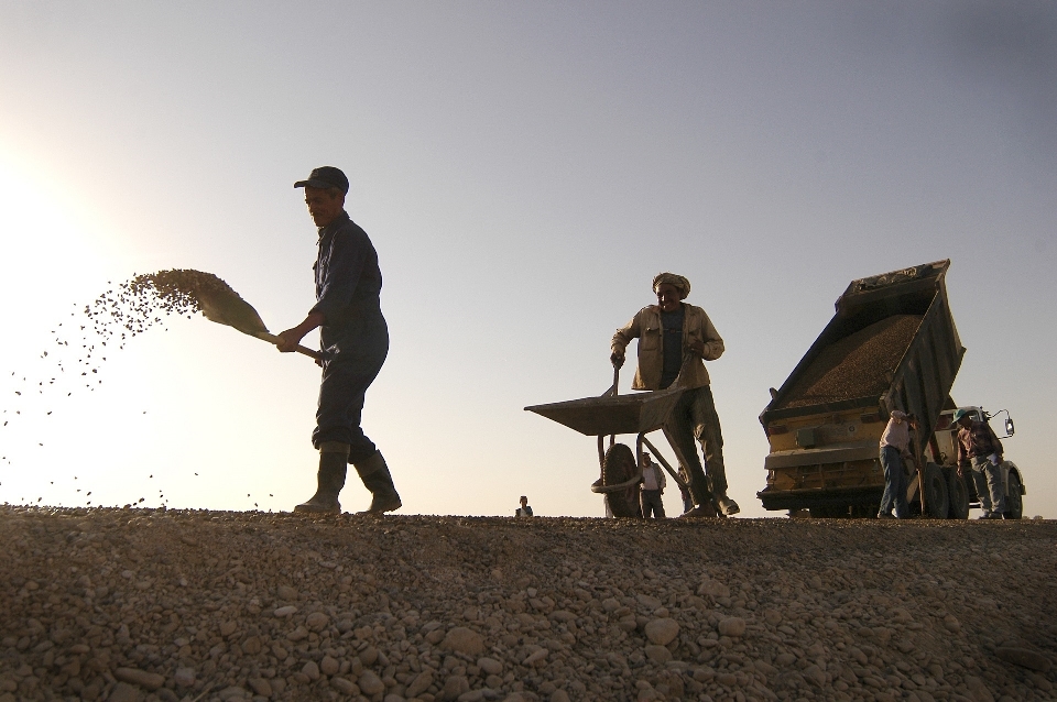 Man working road building