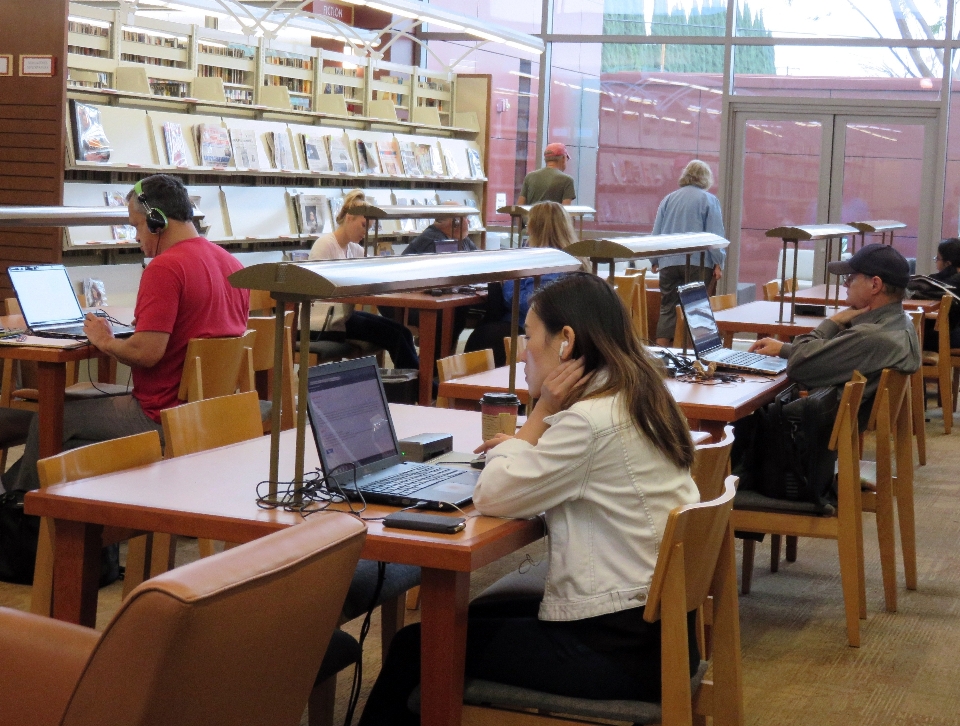 Desk female sitting student