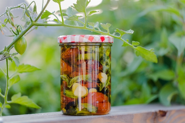 Fruit flower glass jar Photo