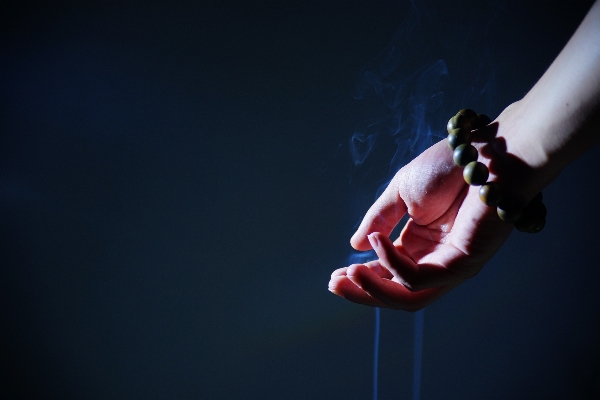 Hand smoke red darkness Photo