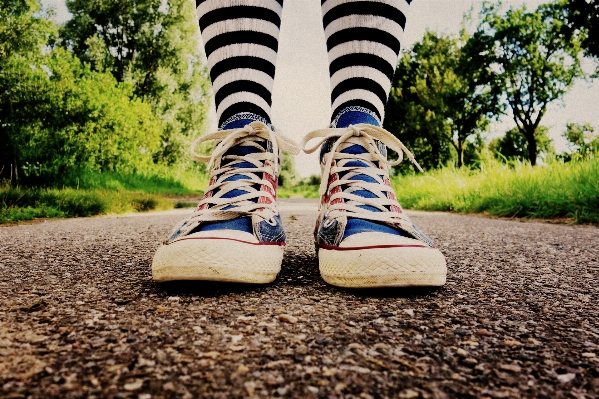 Shoe female leg standing Photo