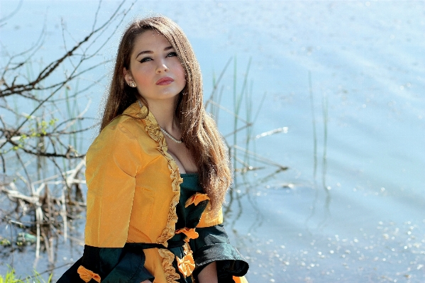 Person winter girl lake Photo