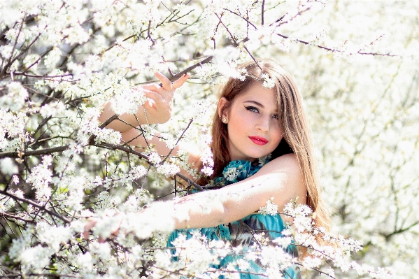 Branch blossom plant girl Photo