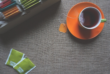 Photo Blanc thé feuille tasse