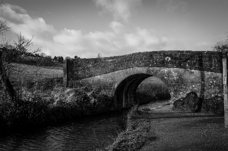 Water black and white bridge photography Photo