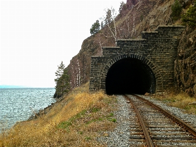 Railway tunnel transport autumn Photo