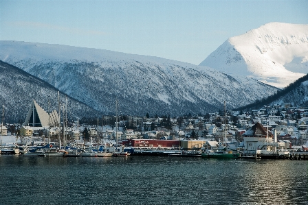 Sea mountain snow lake Photo