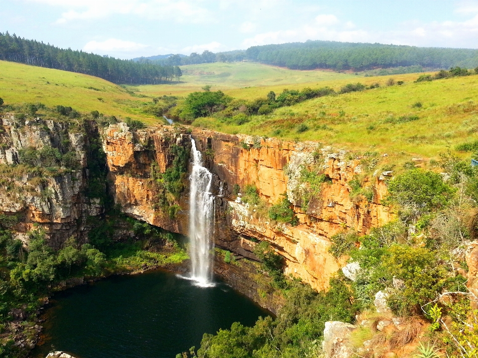 Waterfall valley cliff terrain