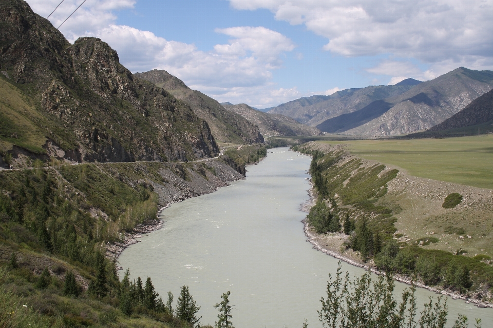 Montaña lago río valle