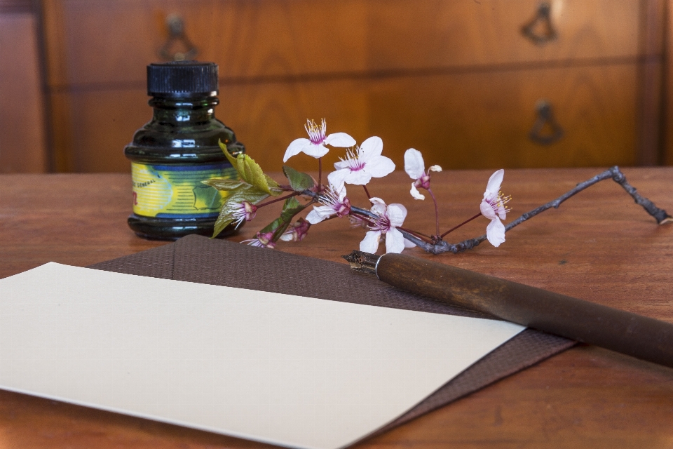 Wood flower glass pen