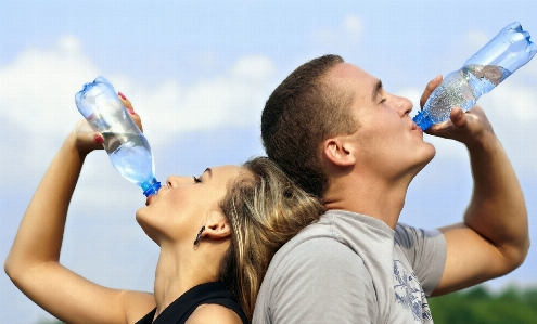 Water person spring drink Photo