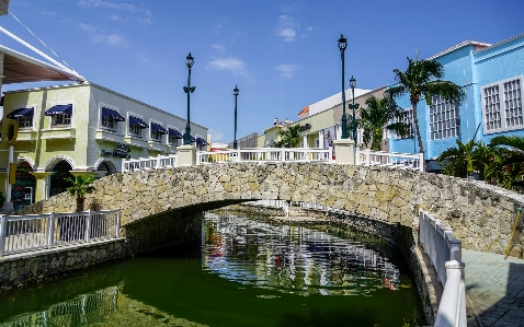 Foto Luar ruangan menjembatani kota kanal
