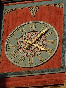 Wood antique clock old Photo