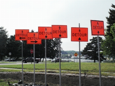 Town advertising sign orange Photo