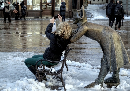 Snow winter girl street Photo