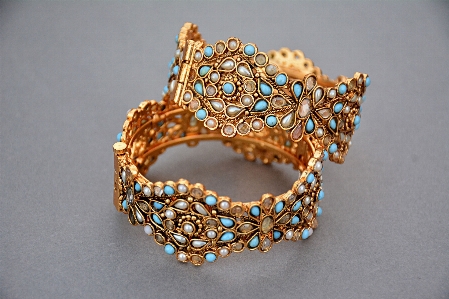 Golden jewelry bangle bracelet Photo