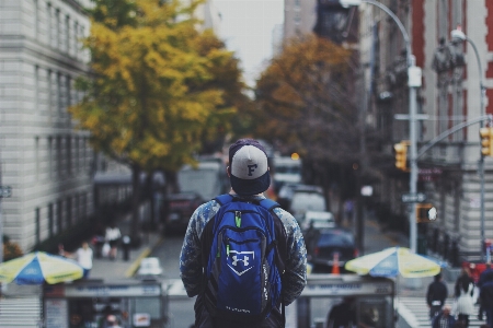 Pedestrian road street backpack Photo