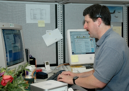 Desk computer screen person Photo