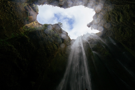 Waterfall sunlight formation cave Photo