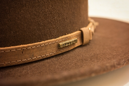 Hand leather brown hat Photo