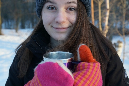 Person winter coffee girl Photo