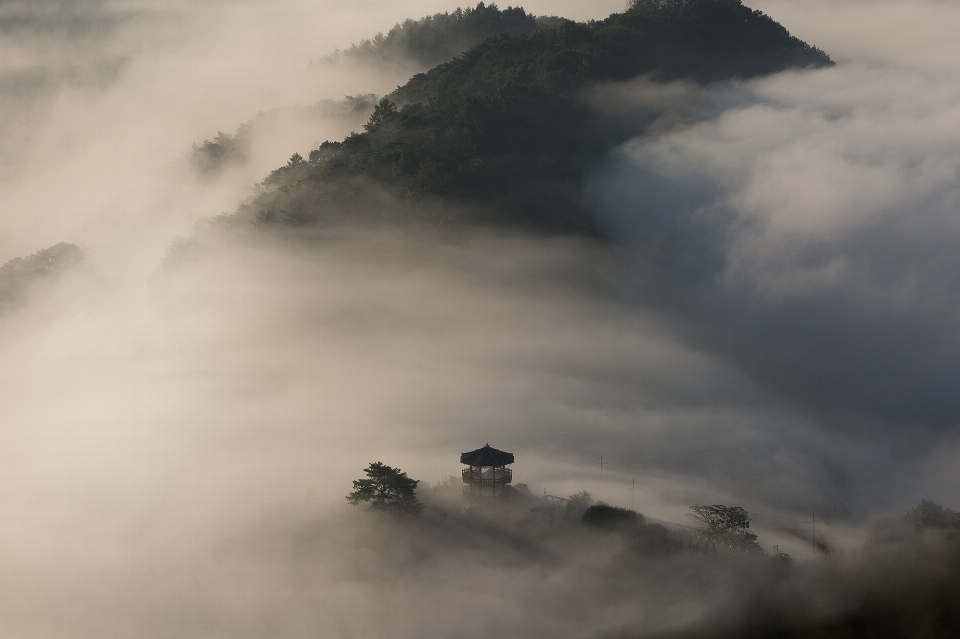 Mountain cloud sky wood