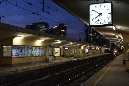 Railway night morning train track Photo